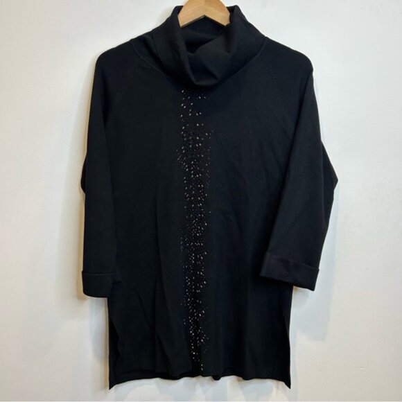 Laura Tonal Stone Embellished Turtleneck Sweater Black - Picture 4 of 10